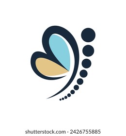 concept butterfly chiropractics logo design vector illustration