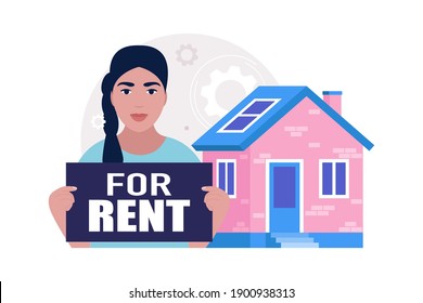 Concept of buying a property, rent, home loan. Vector illustration in a flat style