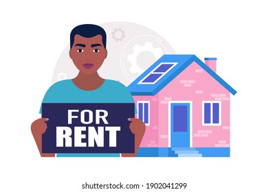 Concept of buying a property, rent, home loan. Vector illustration in a flat style
