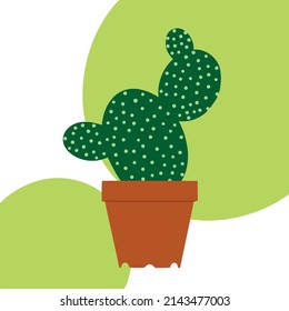 Concepto de cactus en maceta floral. Elemento de diseño para imprimir en tela postales banners de ropa de papel. Imagen de cactus aislada en el fondo del color. Ilustración vectorial.