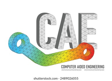 Concepto de CAE , o Ingeniería asistida por ordenador utilizada para pruebas virtuales en el campo de la ingeniería.