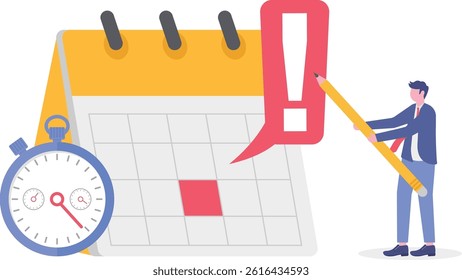 concept of calendar date of important appointment, reminder or schedule of meeting or event, work deadline or launch date planning, businessman by making red circle on important day on calendar.

