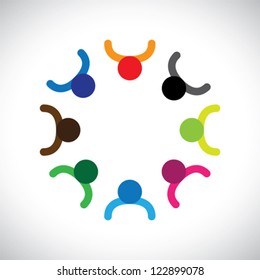 Concept can be kids playing or teamwork or diversity. The graphic can represent children forming a circle, concept of corporate team and teamwork, as well as the concept of people diversity