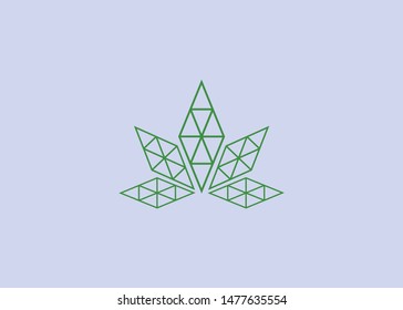 
the concept of cannabis leaf design as a treatment formed from a triangle