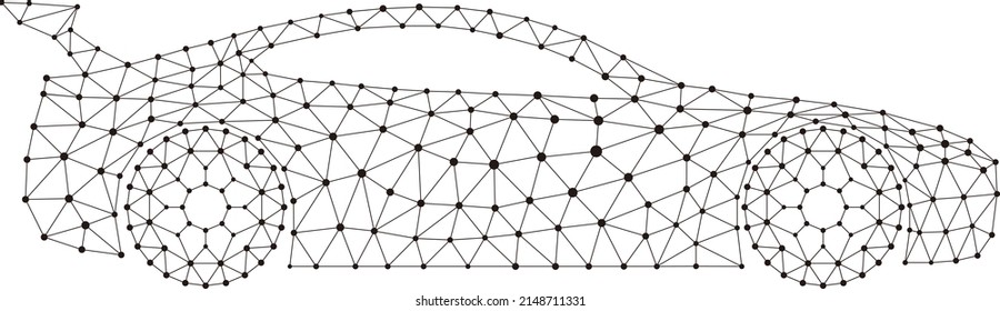 Concept of the car, point and line compose are connected to a car