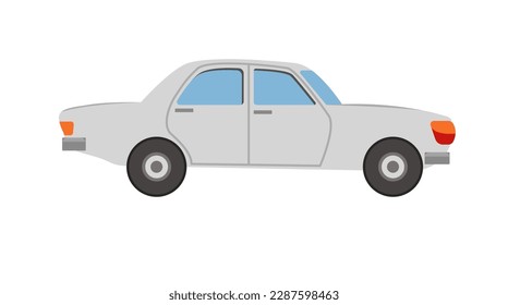 Concept Car. This is a flat vector cartoon concept illustration of a grey car on a white background, commonly used in web design. Vector illustration.