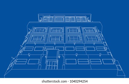 Concept car. Vector rendering of 3d. Wire-frame style. The layers of visible and invisible lines are separated
