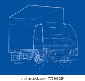 Concept car. Vector rendering of 3d. Wire-frame style. The layers of visible and invisible lines are separated