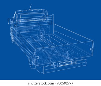 Concept car. Vector rendering of 3d. Wire-frame style. The layers of visible and invisible lines are separated