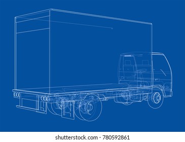 Concept car. Vector rendering of 3d. Wire-frame style. The layers of visible and invisible lines are separated
