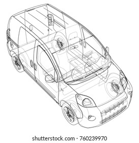Concept car. Wire-frame style.