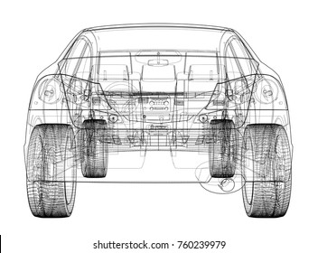 Concept car. Wire-frame style.