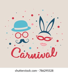 Concept of card for Carnival. Vector.