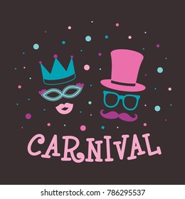 Concept of card for Carnival. Vector.