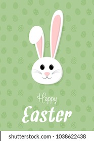 Concept of a card with cartoon bunny for Easter holiday. Vector.