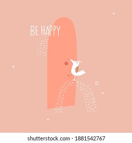 Concept for card design. Flat style with lines, dots, abstract shapes.