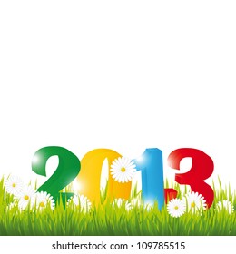 Concept card on New Year 2013 with flowers