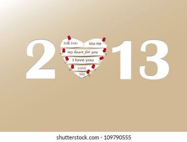 Concept card on New Year 2013 with heart