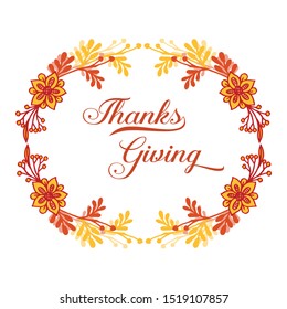 Concept card of thanksgiving, with autumn leaves frame background. Vector