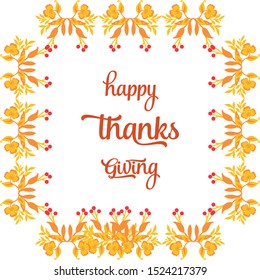 Concept of card thanksgiving, with decorative of elegant autumn leaves frame. Vector
