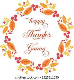 Concept of card thanksgiving, with motif of autumn leaves frame. Vector