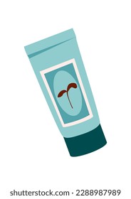 Concept Care cosmetic set bath cream. The use of flat vector graphics in this illustration of a cream tube creates a clean and modern look. Vector illustration.