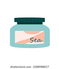 Concept Care cosmetic set cream. This flat vector cartoon design showcases the concept of care cosmetic with a jar of cream on a white background. Vector illustration.