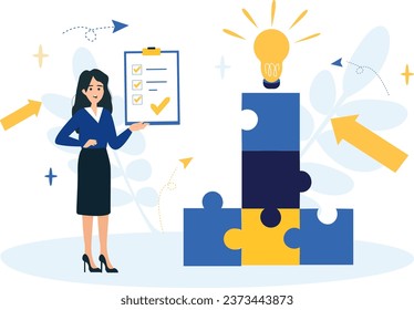 The concept of career development, teamwork, common goal. Flat cartoon illustration isolated on white background. Template for landing page, user interface, website, homepage, banner, infographic.