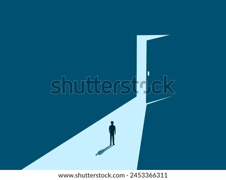 concept of career success. businessman goes to the door 