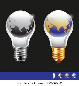 Concept of caring for the world ,with globe and light bulb vector illustration