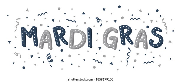 Concepto de caligrafía carnaval con elementos partidistas hechos a mano. Vector