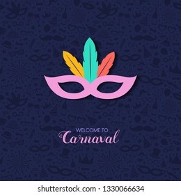 Concept of Carnaval poster with mask. Vector