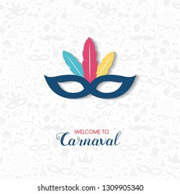 Concept of Carnival card with mask. Vector