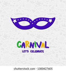 Concept of Carnival parade poster with mask. Vector