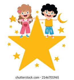 Concept Of Cartoon Character With Sky Elements