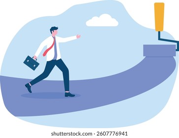 Concept cartoon illustration African Businessman walks her path to success with paint roller way for you


