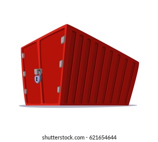 Concept cartoon illustration of cargo container for shipping and transportation work isolated on white background