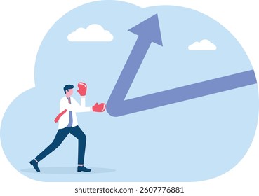Concept cartoon illustration young businessman reflection arrow

