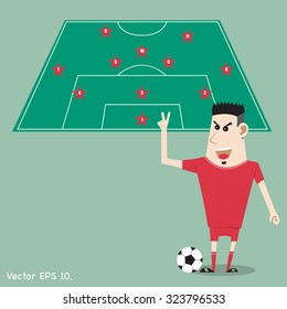 Concept with cartoon play soccer football, Vector Illustration EPS 10.