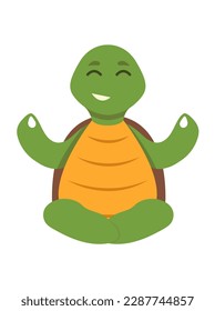 Concept Cartoon turtle. This is a delightful illustration of a cute turtle practicing yoga, depicted in a flat cartoon style. Vector illustration.