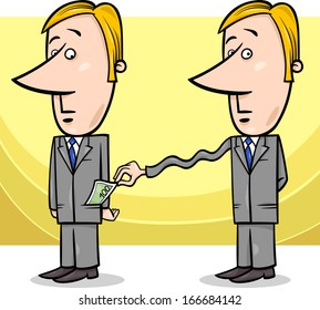 Concept Cartoon Vector Illustration of Man or Businessman and Tax Collector or Thief