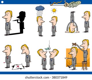 Concept Cartoon Vector Illustration Set of Business Metaphors with Businessman Characters