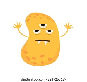 Concept Cartoon viruses. This is a flat, cartoon-style illustration of a yellow angry virus against a white background. Vector illustration.