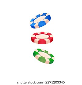 Concept Casino lottery. This illustration depicts a set of casino lottery chips, portrayed in a flat design with a colorful cartoon style. Vector illustration.