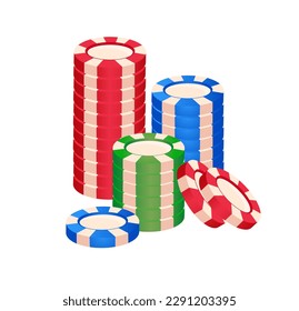 Concept Casino. This is an illustration of casino chips, rendered in a flat vector style. The design features a collection of colorful chips. Vector illustration.