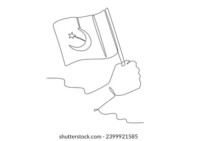 A concept of celebration of Pakistani independence. Pakistan Day one-line drawing