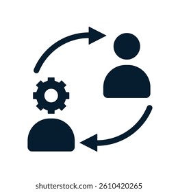 Concept of change management, professional. Vector linear icon isolated on white background.