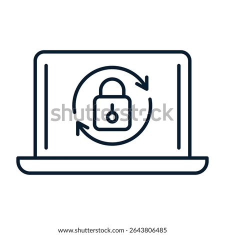 Concept of changing access keys, resetting password, protecting information, internet security. Vector linear icon isolated on white background.