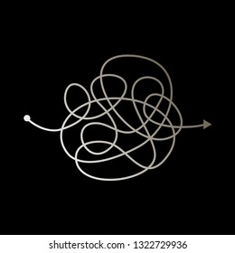 The concept of chaos and disorder of thoughts. The solution to the way out of difficult life situations and problems. flat vector illustration isolated