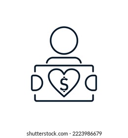 El concepto de caridad, donaciones. Icono del vector aislado en fondo blanco.